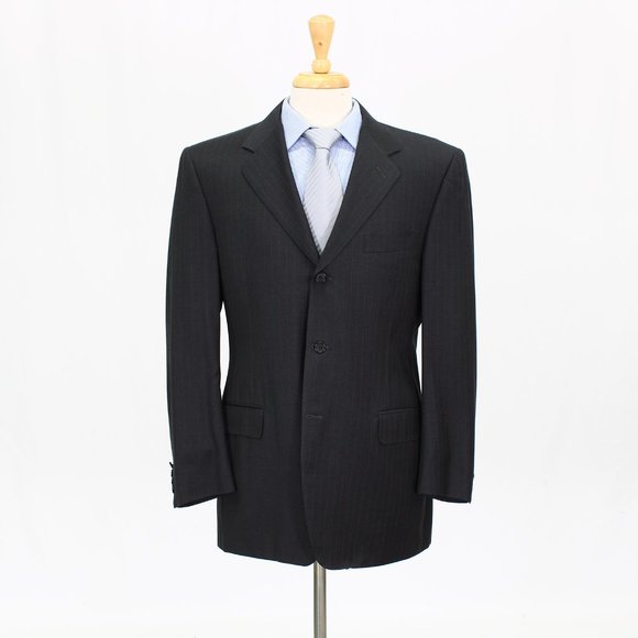 Canali 42R Gray Striped 3-Button Sport Coat Blazer Jacket B433 - Picture 1 of 11